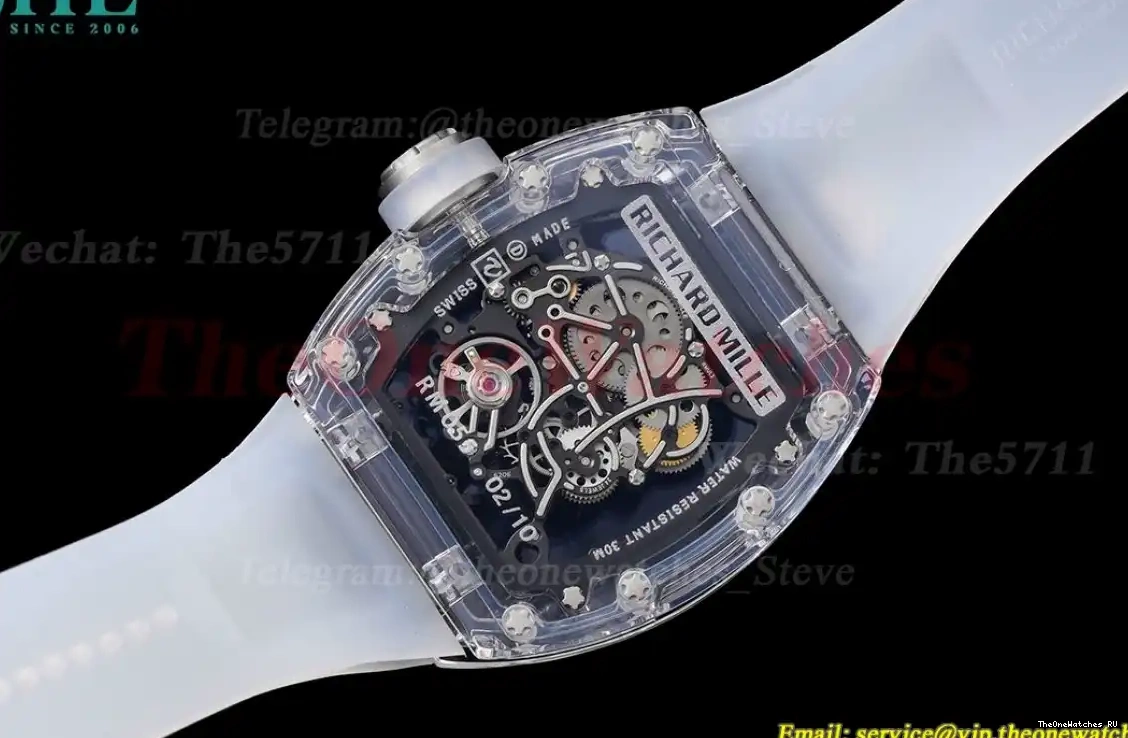  RM055 Sonic Skeleton on Dial Transparent Rubber Transparent  RMUL2 Clone strap 0412